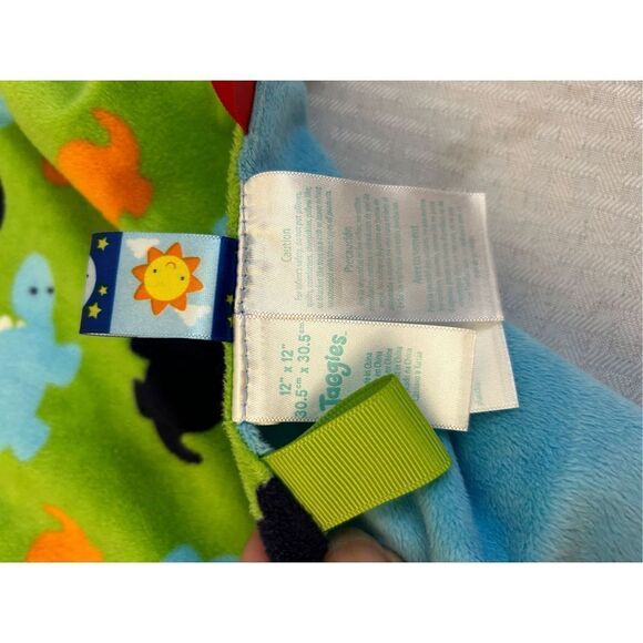 Taggies baby infant blanket crib toy blue dinosaurs 12x12 - Picture 3 of 6